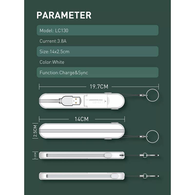 LDNIO LC130 3 in 1 Cable Storage Box With Type-C Connector
