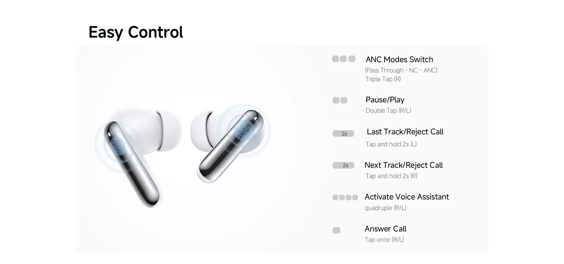 QCY N50 MeloBuds 2 45dB Adaptive Noise-Canceling Wireless Earbuds