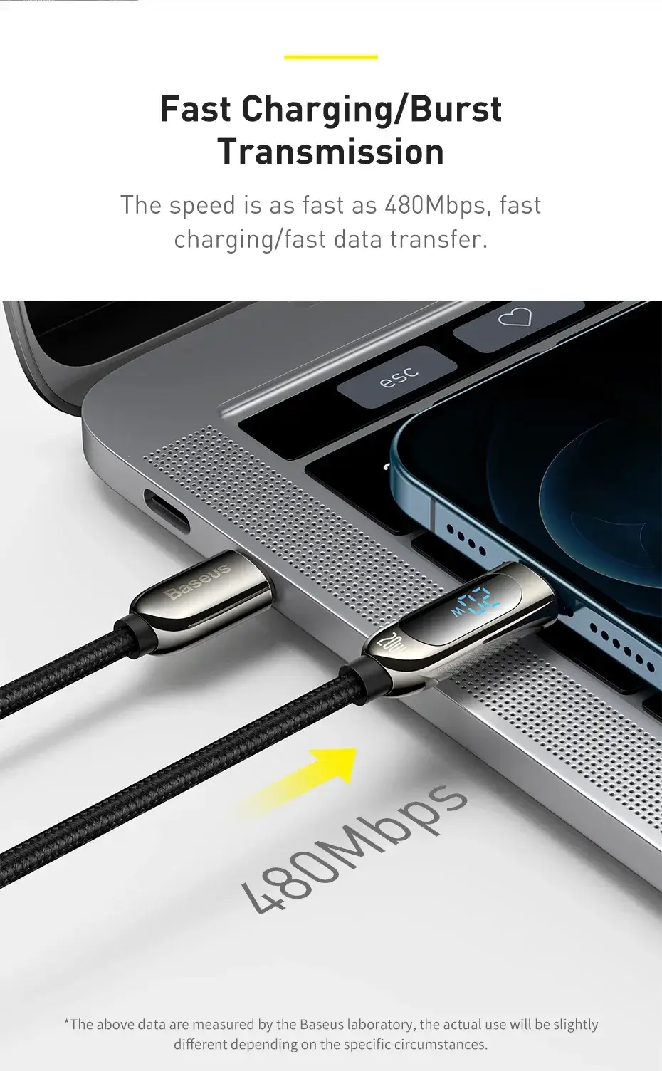 Baseus Display Fast Charging Type-C to Lightning Cable 20W 2m