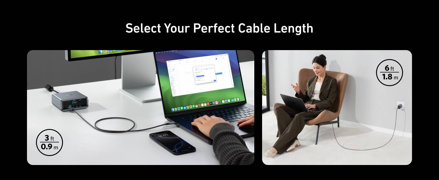 Anker Prime 240W USB-C to USB-C Cable 3ft Upcycled Nylon 100-Year Durability