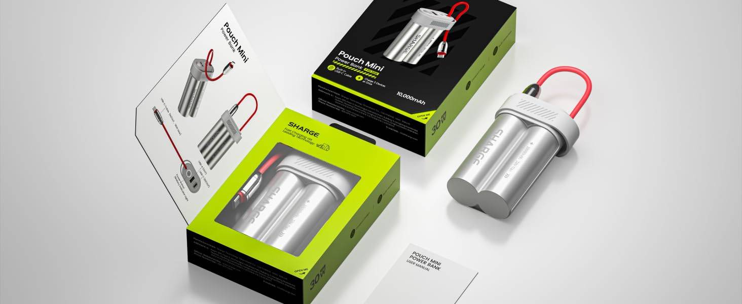 SHARGE Pouch Mini 10000mAh 30W PD Fast Charging Power Bank 