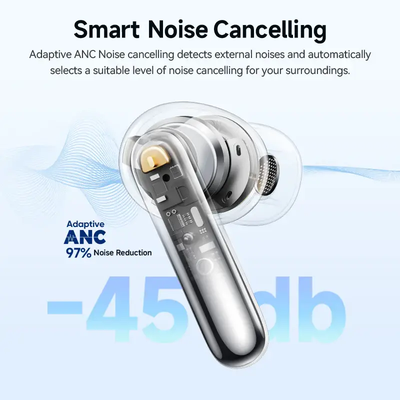 QCY N50 MeloBuds 2 45dB Adaptive Noise-Canceling Wireless Earbuds