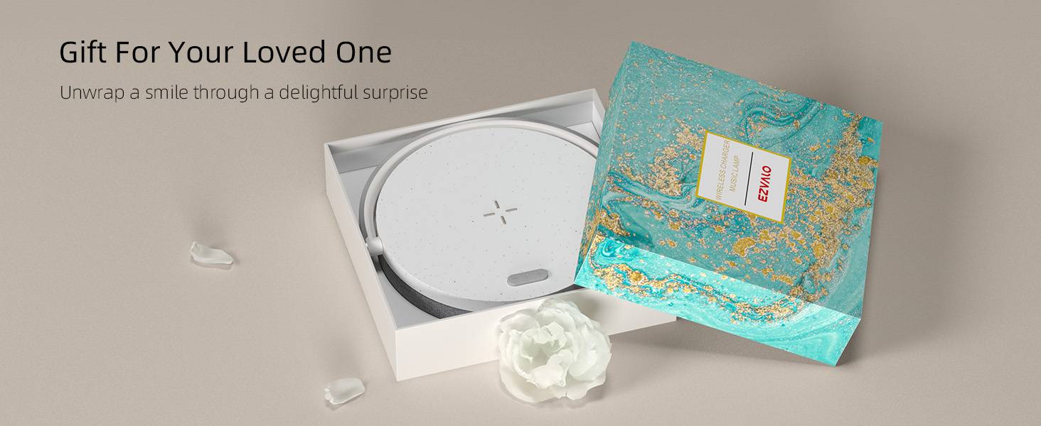 EZVALO 4-in-1 Touch Bedside Lamp Wireless Charger Bluetooth Speaker Phone Holder & Dimmable LED Night Light