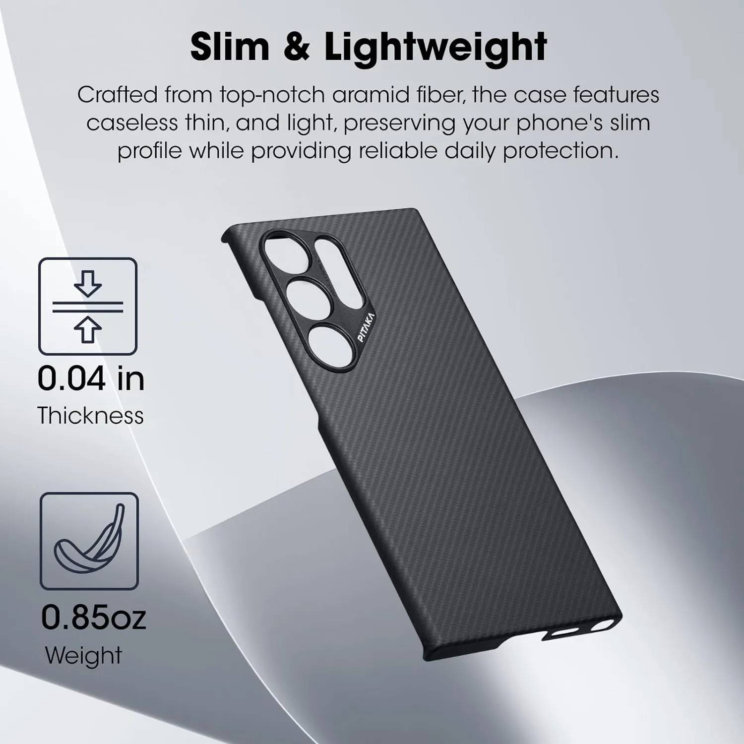 Pitaka MagEZ Case 4 Case-Less Thin Case for Galaxy S24 Ultra -Black/Grey (Twill)