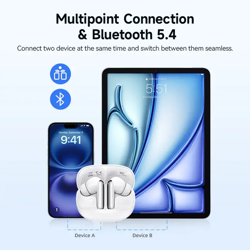 QCY N50 MeloBuds 2 45dB Adaptive Noise-Canceling Wireless Earbuds