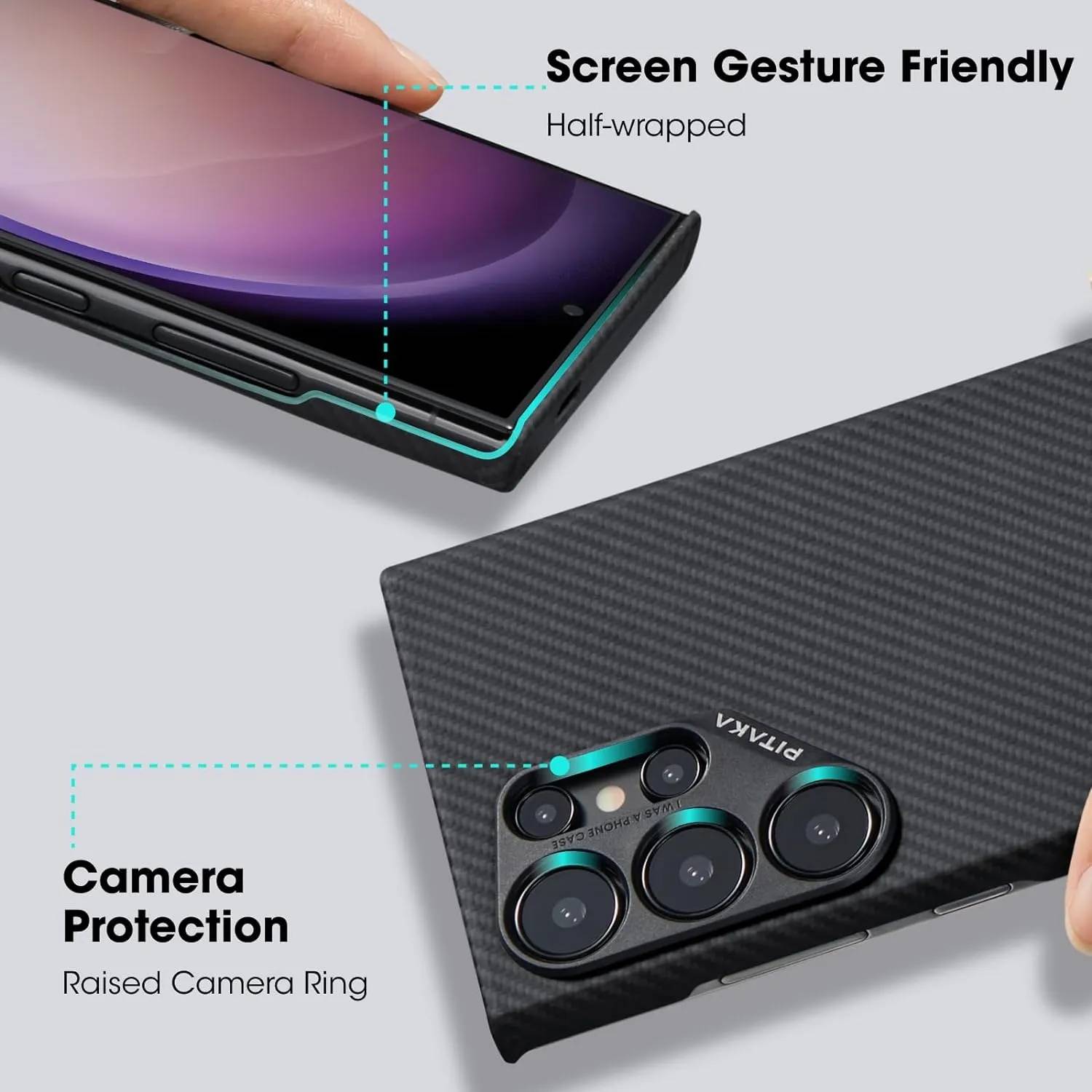 Pitaka MagEZ Case 4 Case-Less Thin Case for Galaxy S24 Ultra -Black/Grey (Twill)