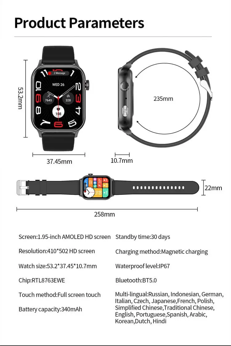 Valdus VS40 Pro AMOLED Smartwatch with Bluetooth Calling & Built-in Flashlight