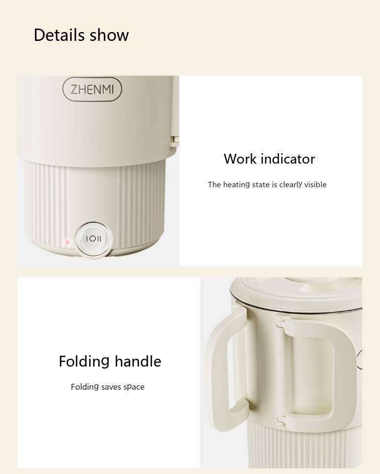 ZHENMI Portable Folding Electric Kettle 800ml Travel & Home Use