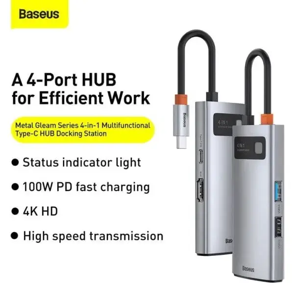 Baseus Metal Gleam Series/ Starjoy 4-in-1 Type-C Hub Docking Station