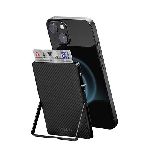 WiWU MW-007 Warriors Carbon MagSafe Metal Card Holder & Stand