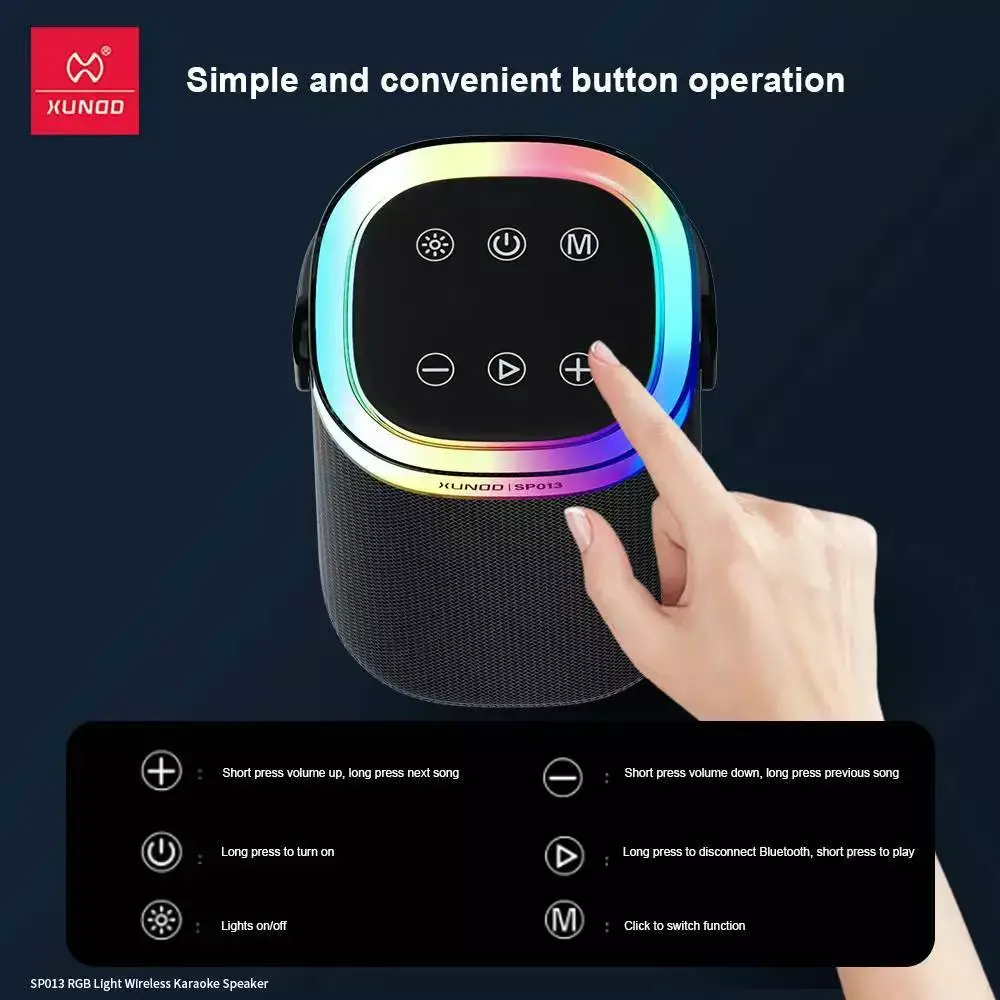 XUNDD SP013 RGB Wireless Karaoke Speaker with Dynamic Lighting