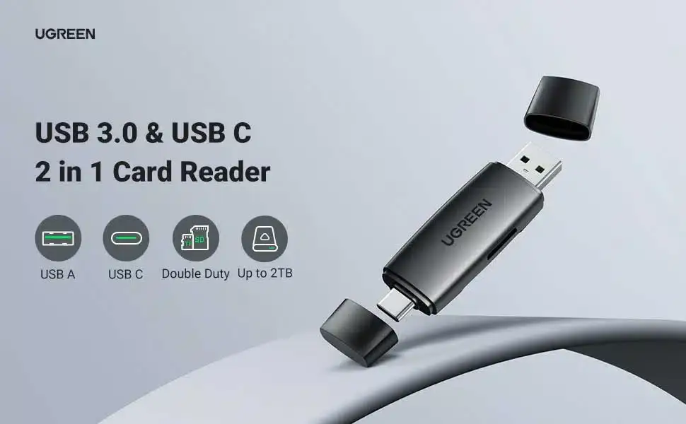UGREEN CM304 Dual Interface USB-A & USB-C Card Reader (80191)