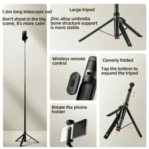 Xiaomi Zoom Floor-Standing Selfie Stick 1.6m Adjustable Length XMBJZPG01YM
