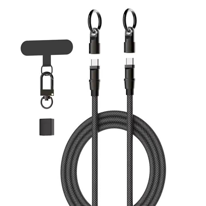 LDNIO LC22C 65W Fast Charging Nylon Lanyard Type-C to Type-C Data Cable 1.2M