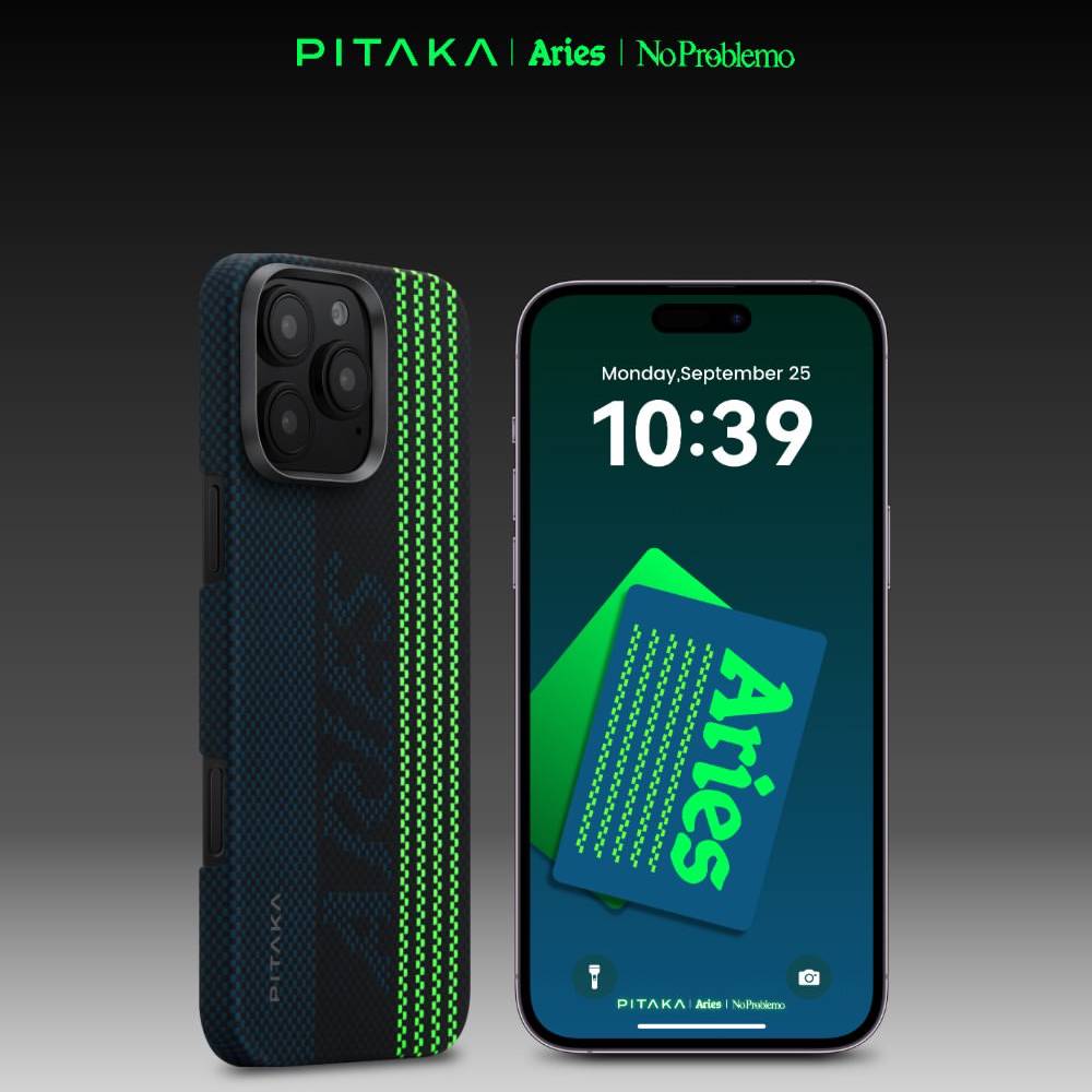 Pitaka Aries Tactile Woven Case for iPhone 16 Pro Max Credit Card