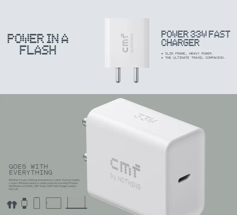 CMF by Nothing 33W Quick Charge 3A Wall Charger for Mobile Devices