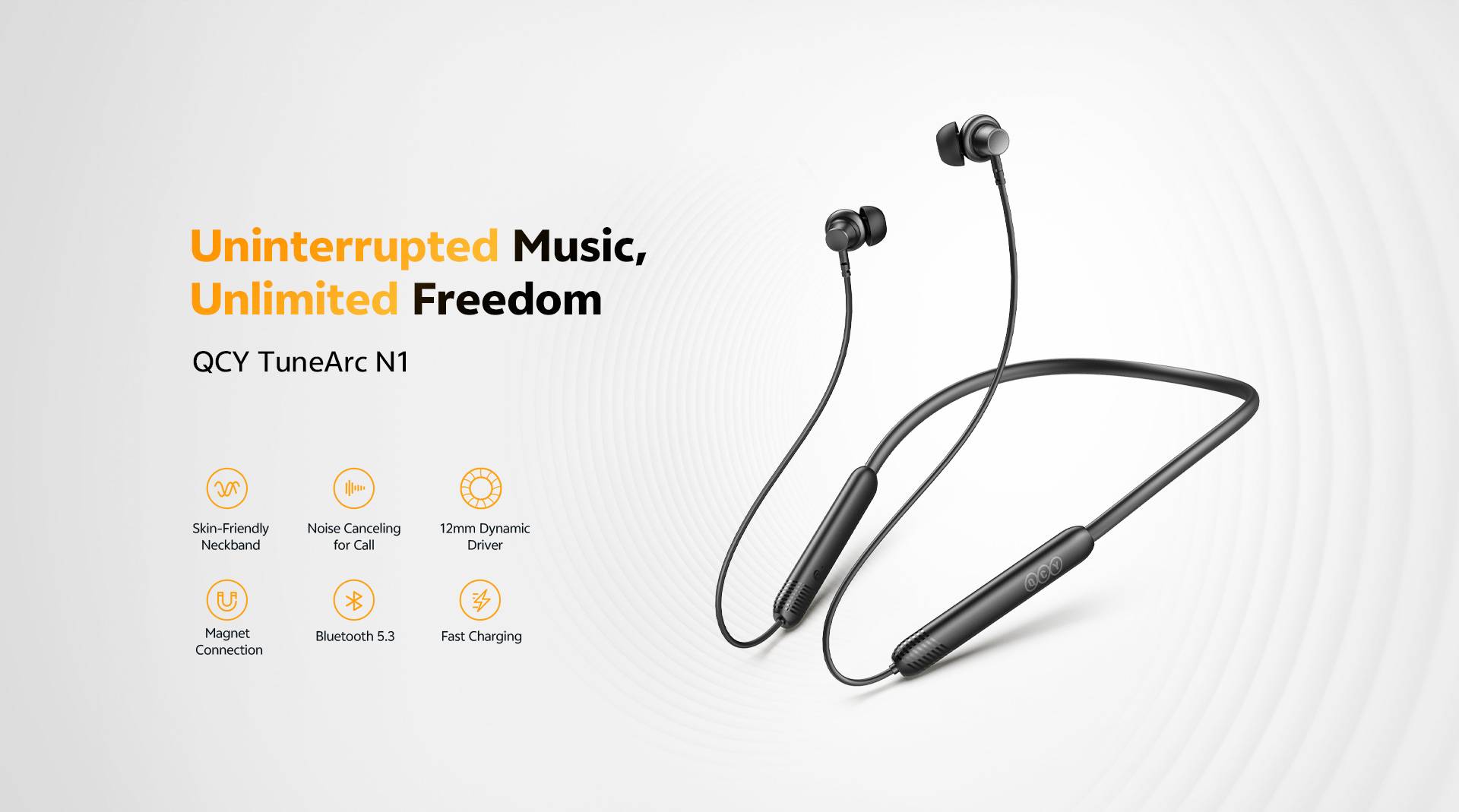 QCY TuneArc N1 Wireless Neckband Sports Headphones