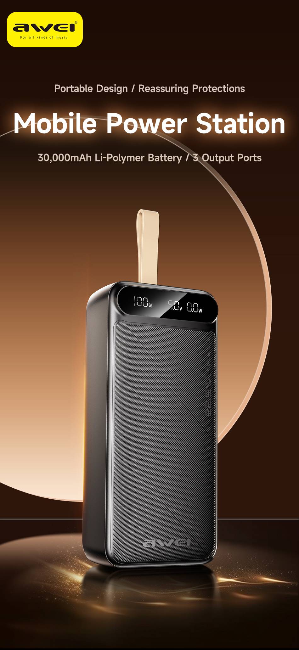 AWEI PA-12 30000mAh 22.5W Fast Charging Power Bank