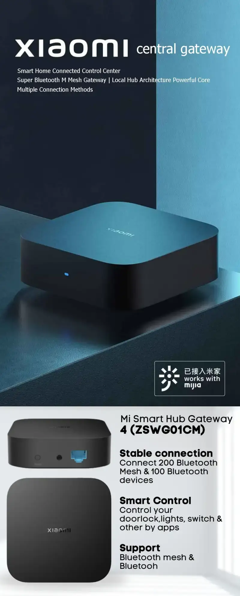 Xiaomi Smart Gateway 4 Central Hub with Bluetooth MESH & 5GHz Wi-Fi, 10/100Mbps Ethernet Port