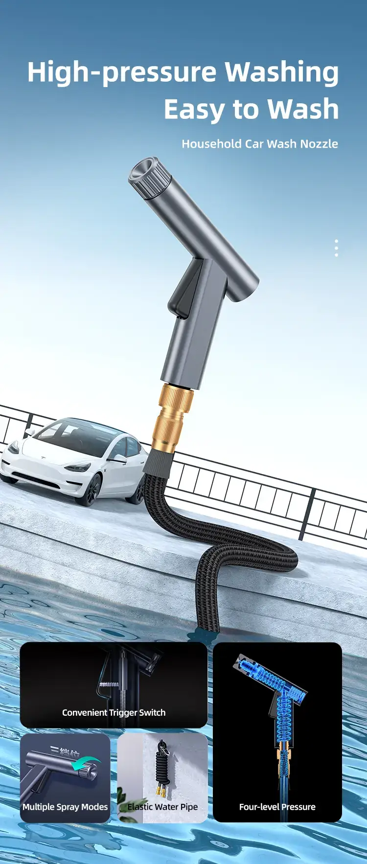 USAMS US-ZB260 Multi-functional Spray Nozzle for Household and Car Washing