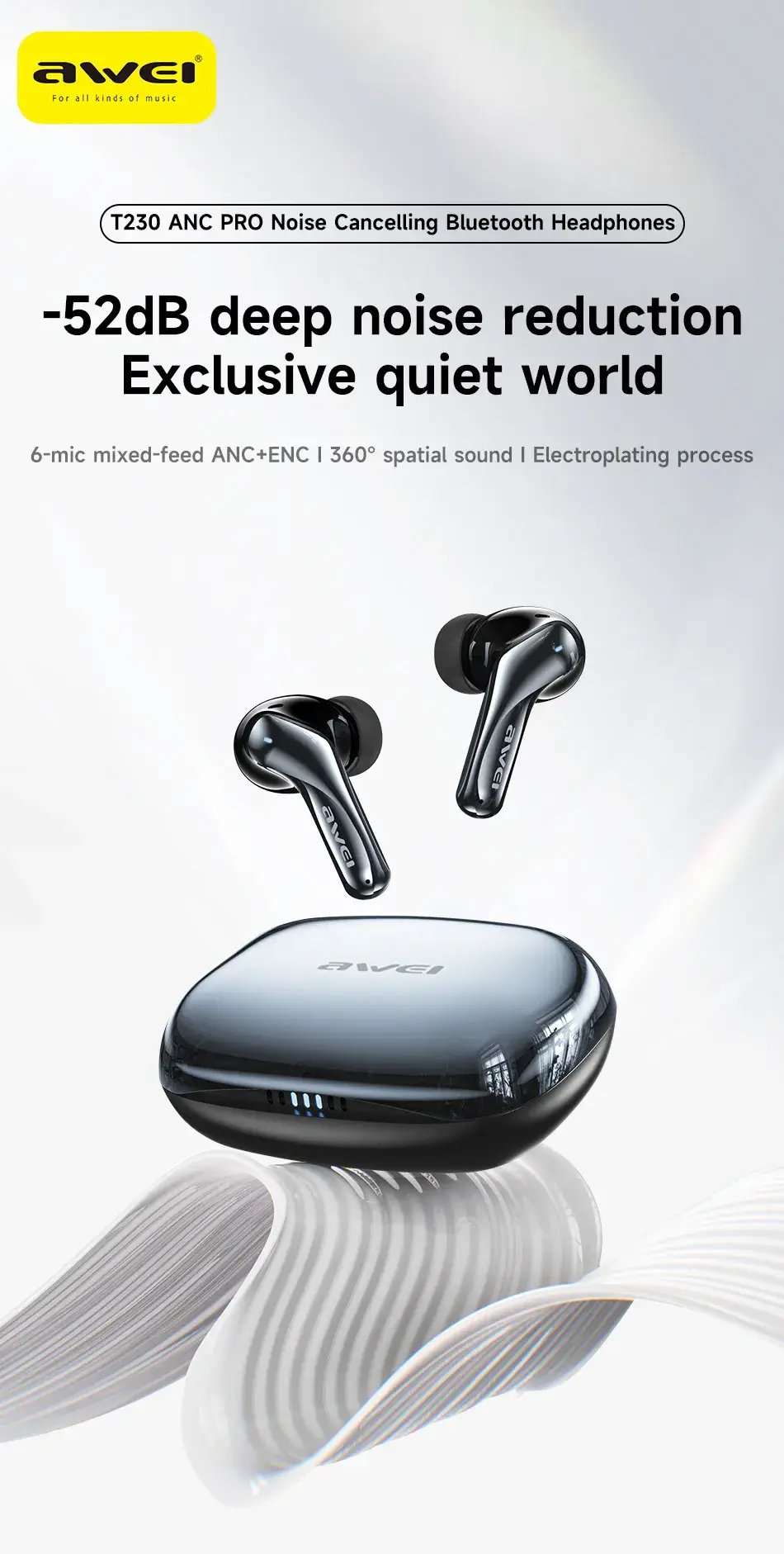Awei T230 ANC Pro Wireless Earbuds ANC+ENC