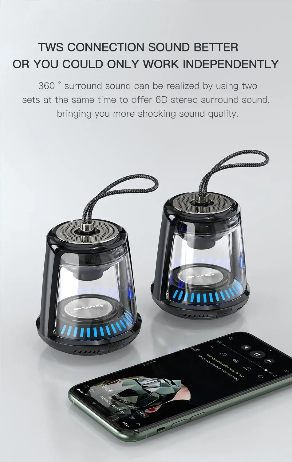 Awei Y666 5W TWS Portable Bluetooth Speaker