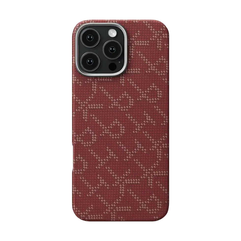 Pitaka Gold Red Classic Monogram Tactile Woven Case for iPhone 16 Pro