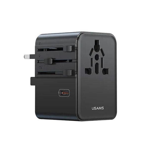 USAMS CC310 70W Universal Travel Adapter with Triple Type-C & Dual USB-A Ports