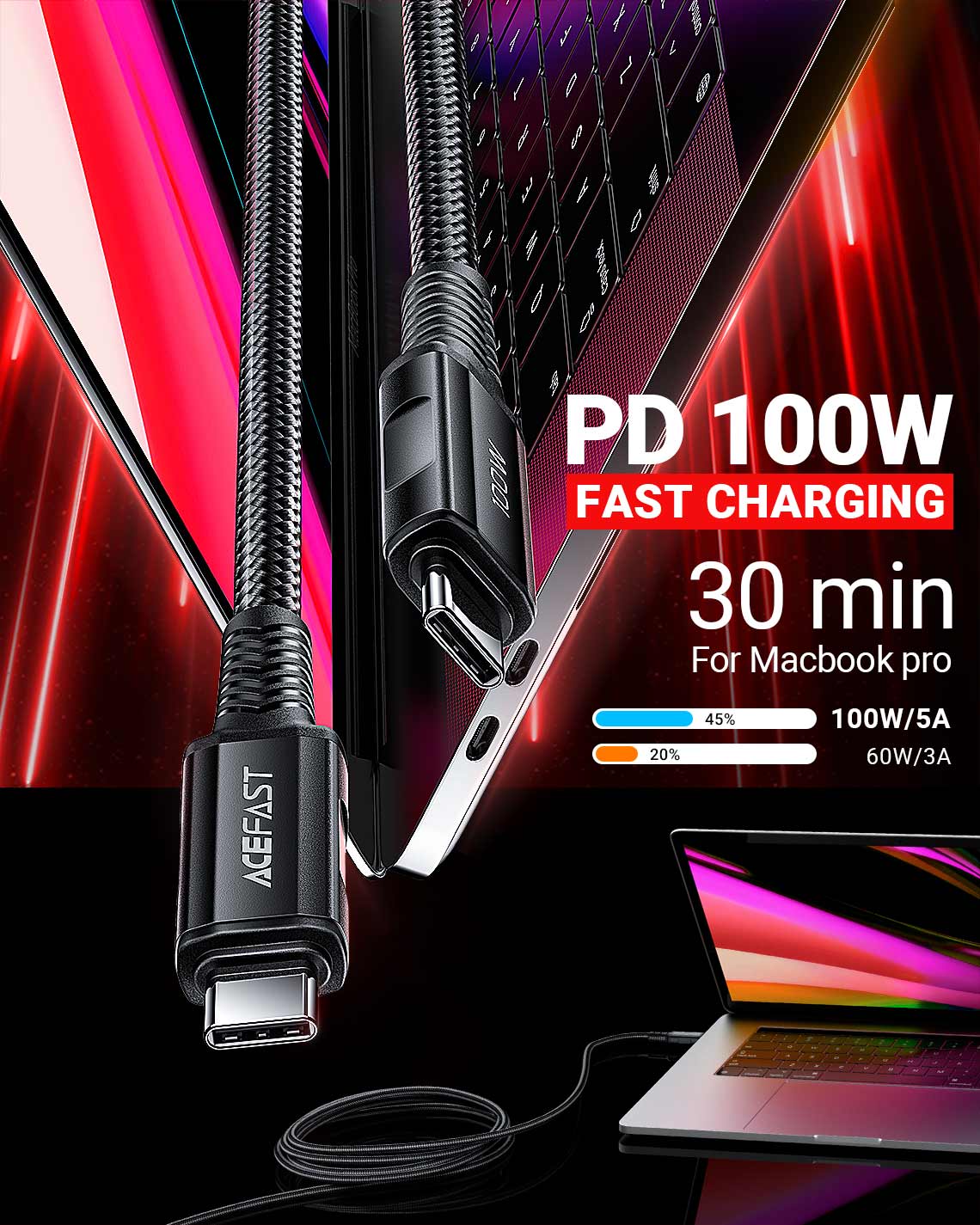 ACEFAST C4-03 USB-C to USB-C 100W PD Fast Charging Data Cable 