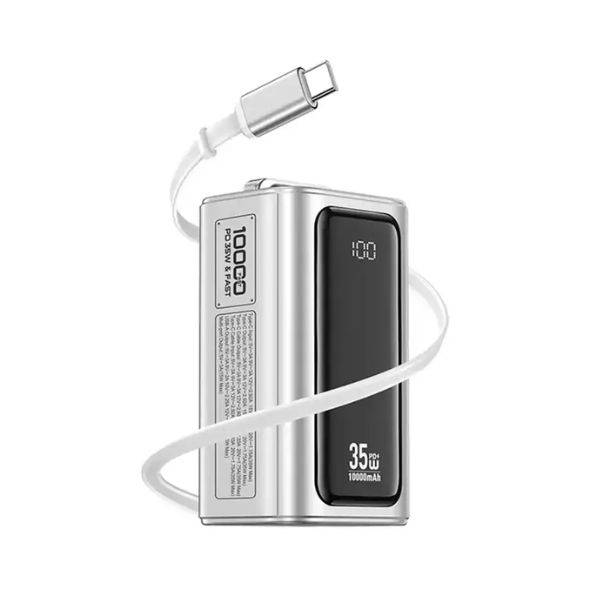 XUNDD XDPB-W007 10000mAh 35W PD Fast Charging Power Bank with Built-in Retractable Cable