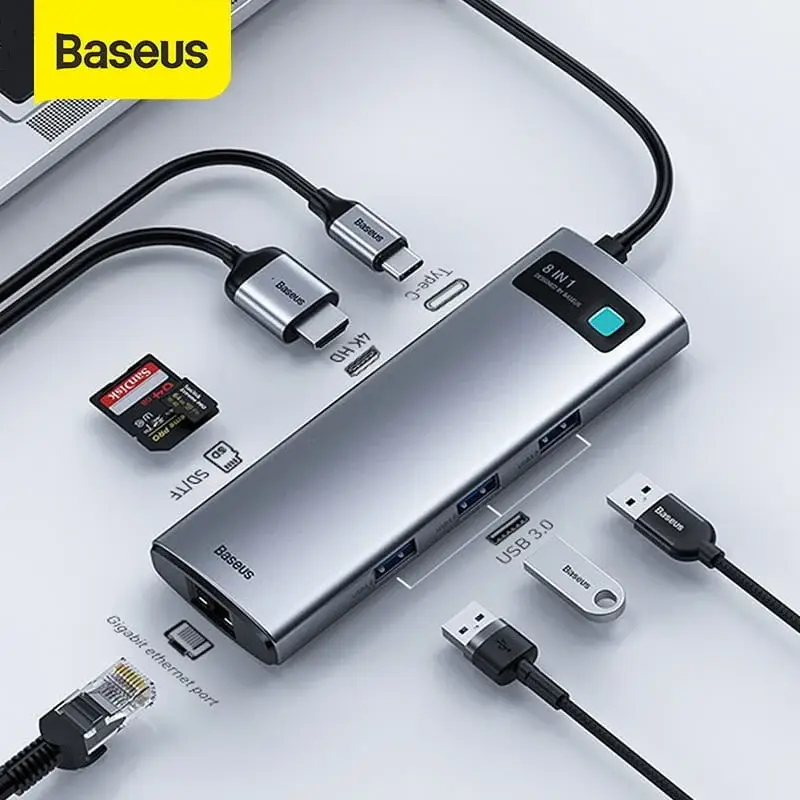 Baseus Metal Gleam Series/ Starjoy 8-in-1 Type-C Multifunctional Hub Docking Station