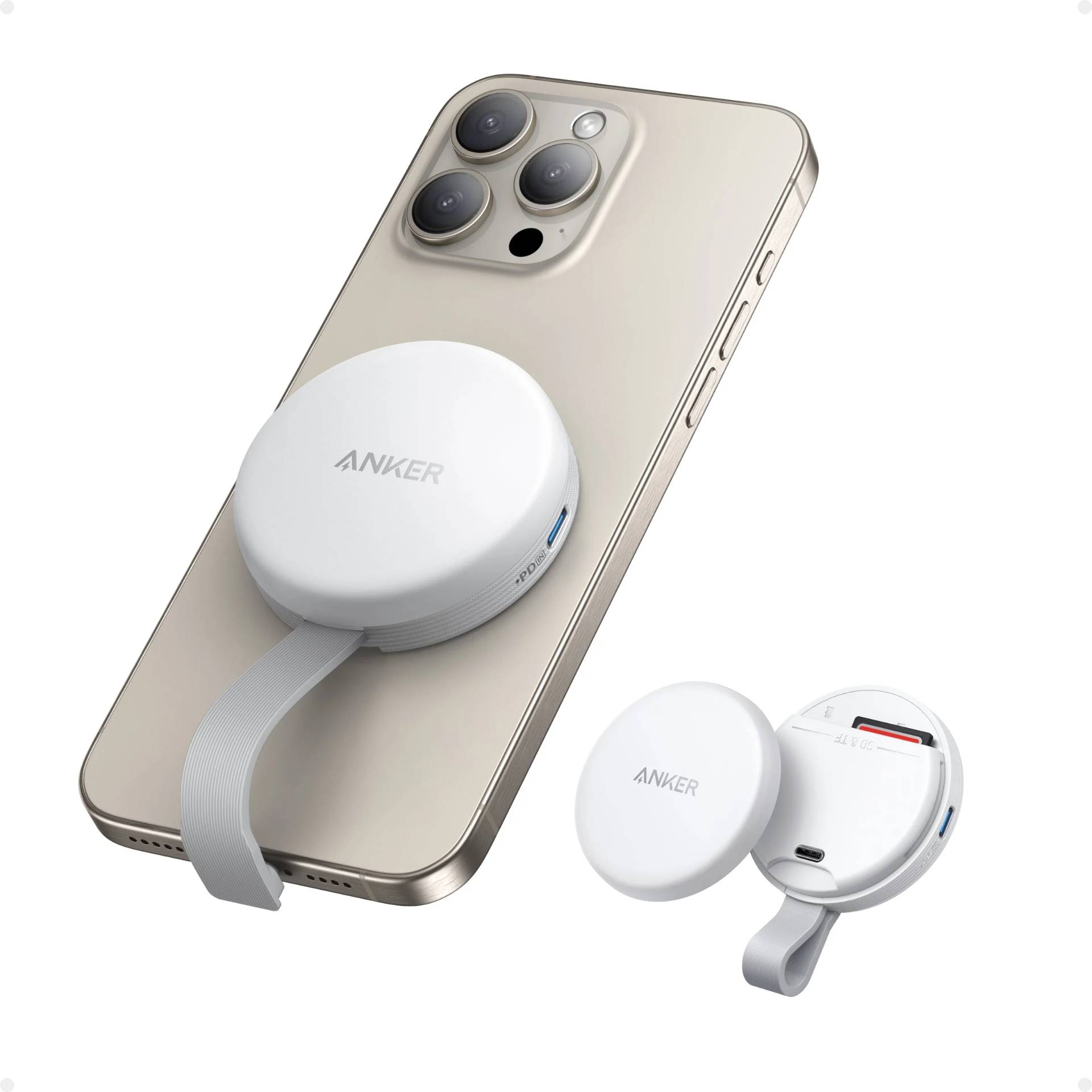 Anker MagGo A83D1 USB-C Magnetic Adapter with Portable SD & TF Card Reader