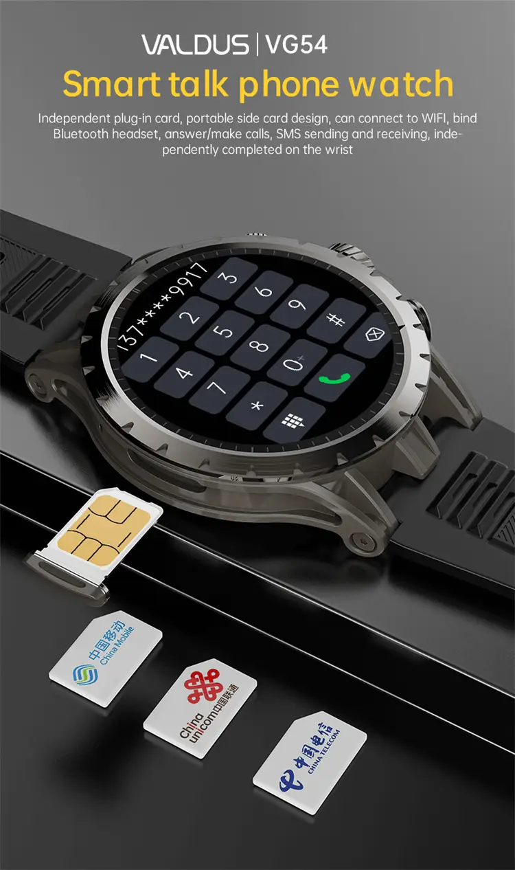 Valdus VG54 Pro AMOLED Display 4G LTE Android Smartwatch