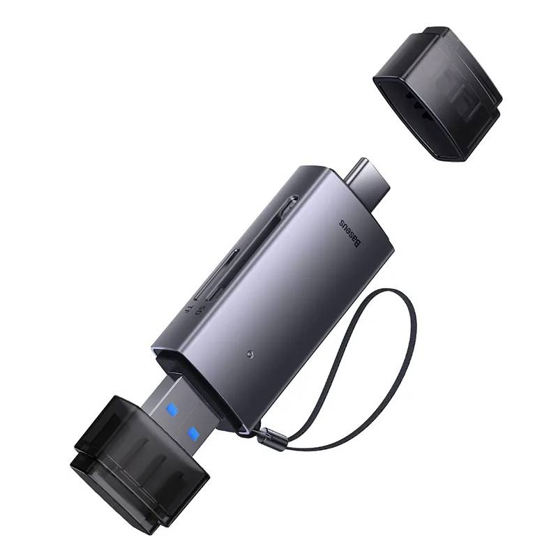 Baseus WKQX060113 Dual Output Card Reader USB-A & USB-C to SD/TF Grey Baseus WKQX060113 Dual Output Card Reader USB-A & USB-C to SD/TF Grey