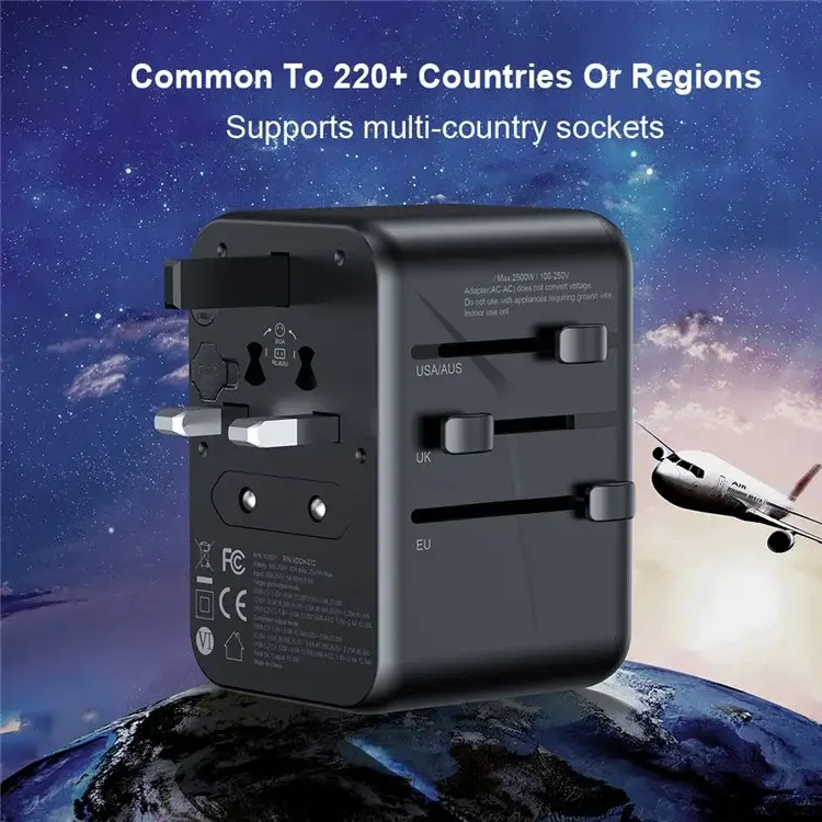 XUNDD XDCH-072 65W 5 Port USB Universal Travel Adapter - Black