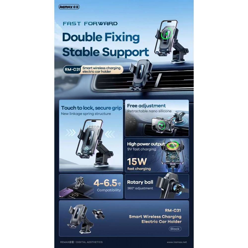 Remax RM-C31 15W Smart Wireless Charging Car Holder