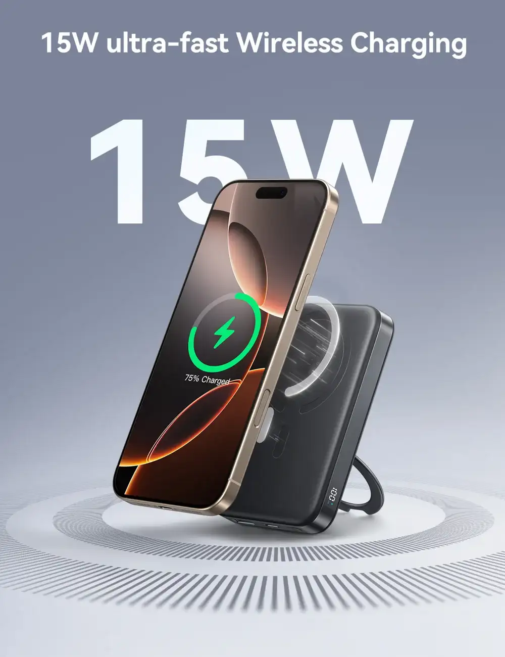 JOYROOM JR-PBM12 10000mAh 22.5W Fast Charging Magnetic Wireless Power Bank with Ring Holder