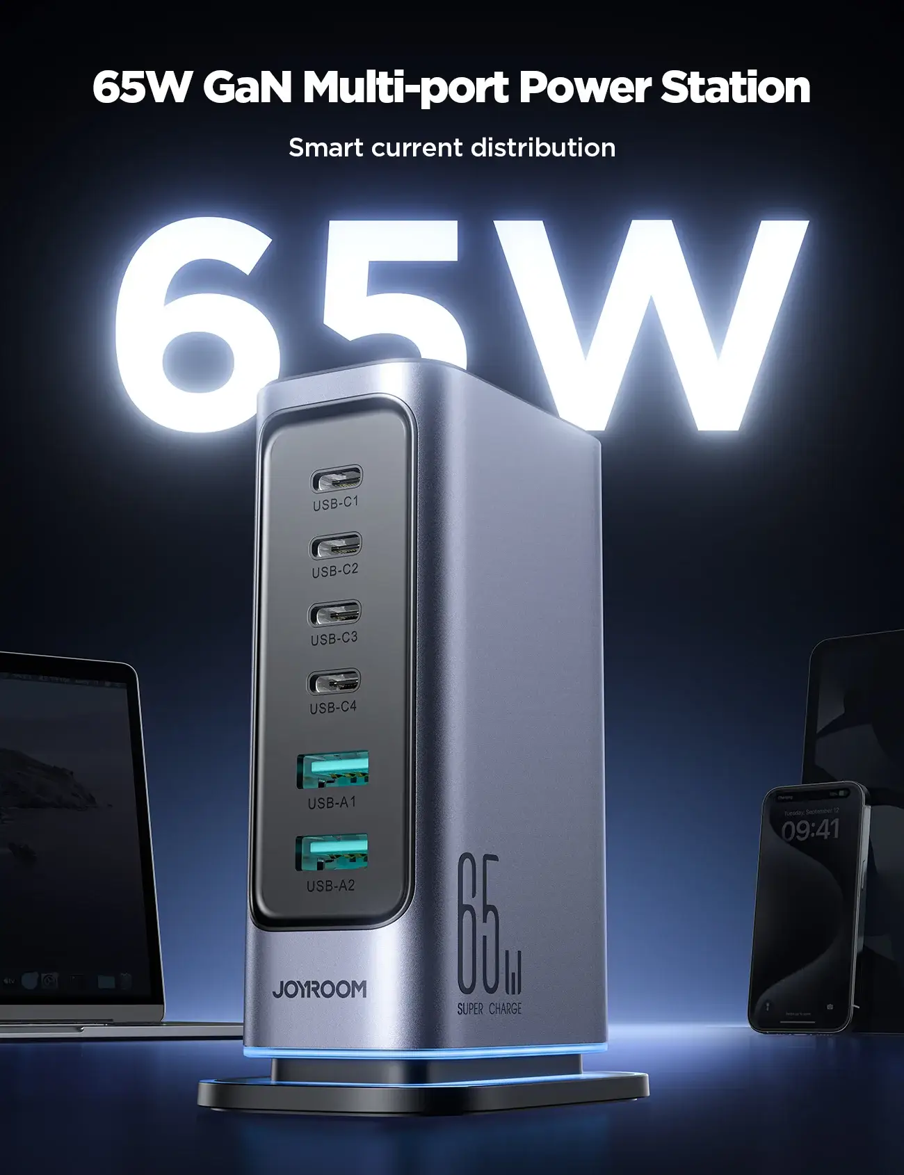 Joyroom JR-TCM02 65W 6-in-1 Multi-Port Fast Charger