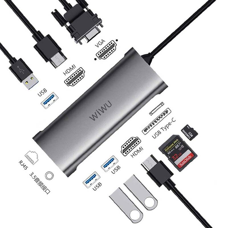 WiWU Alpha A11312H 11-in-1 USB-C Multiport Hub WiWU Alpha A11312H 11-in-1 USB-C Multiport Hub