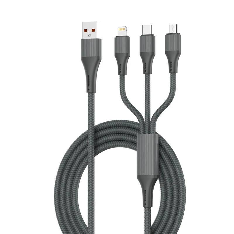 LDNIO LC97U 100W USB-A to Lightning/Micro USB/USB-C Fast Charging & Data Transfer Cable 1.2M