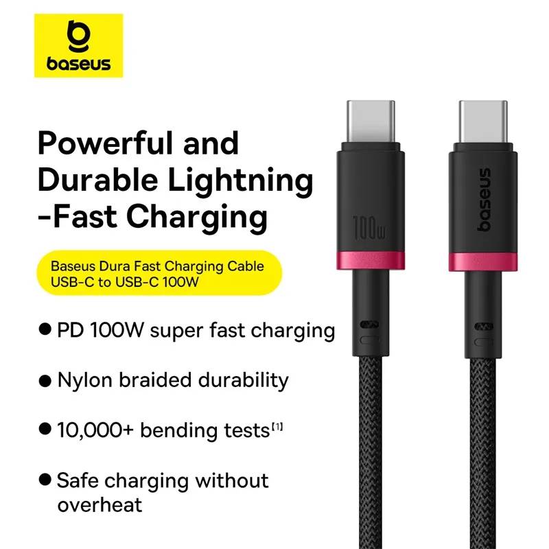 Baseus Dura Series 100W PD Type-C to Type-C Fast Charging Cable 2M Baseus Dura Series 100W PD Type-C to Type-C Fast Charging Cable 2M