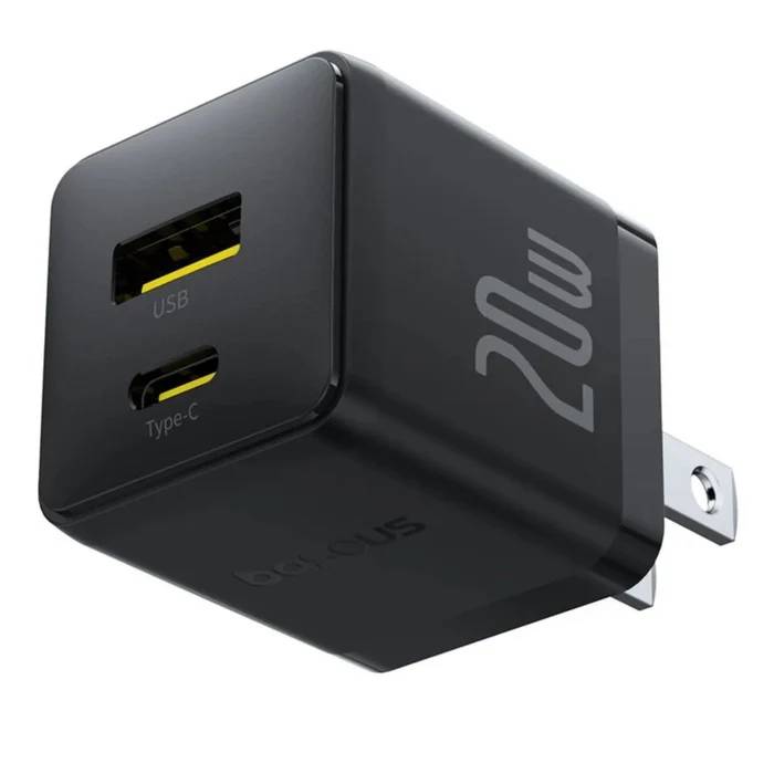 Baseus Palm Series 20W Fast Charger with USB-C and USB-A US Plug Ports