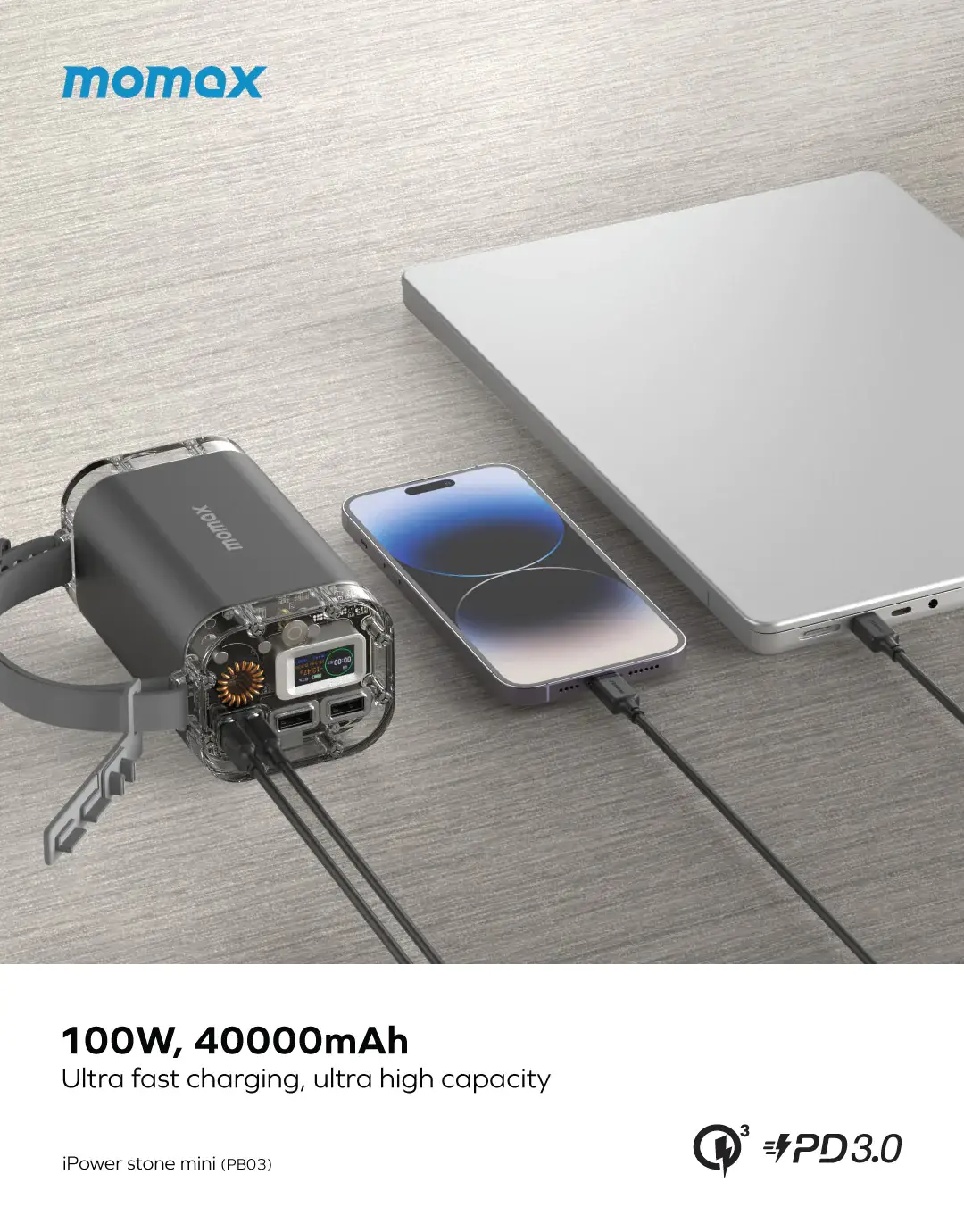 Momax PB03 iPower Stone Mini 100W 40000mAh Portable Outdoor Power Station