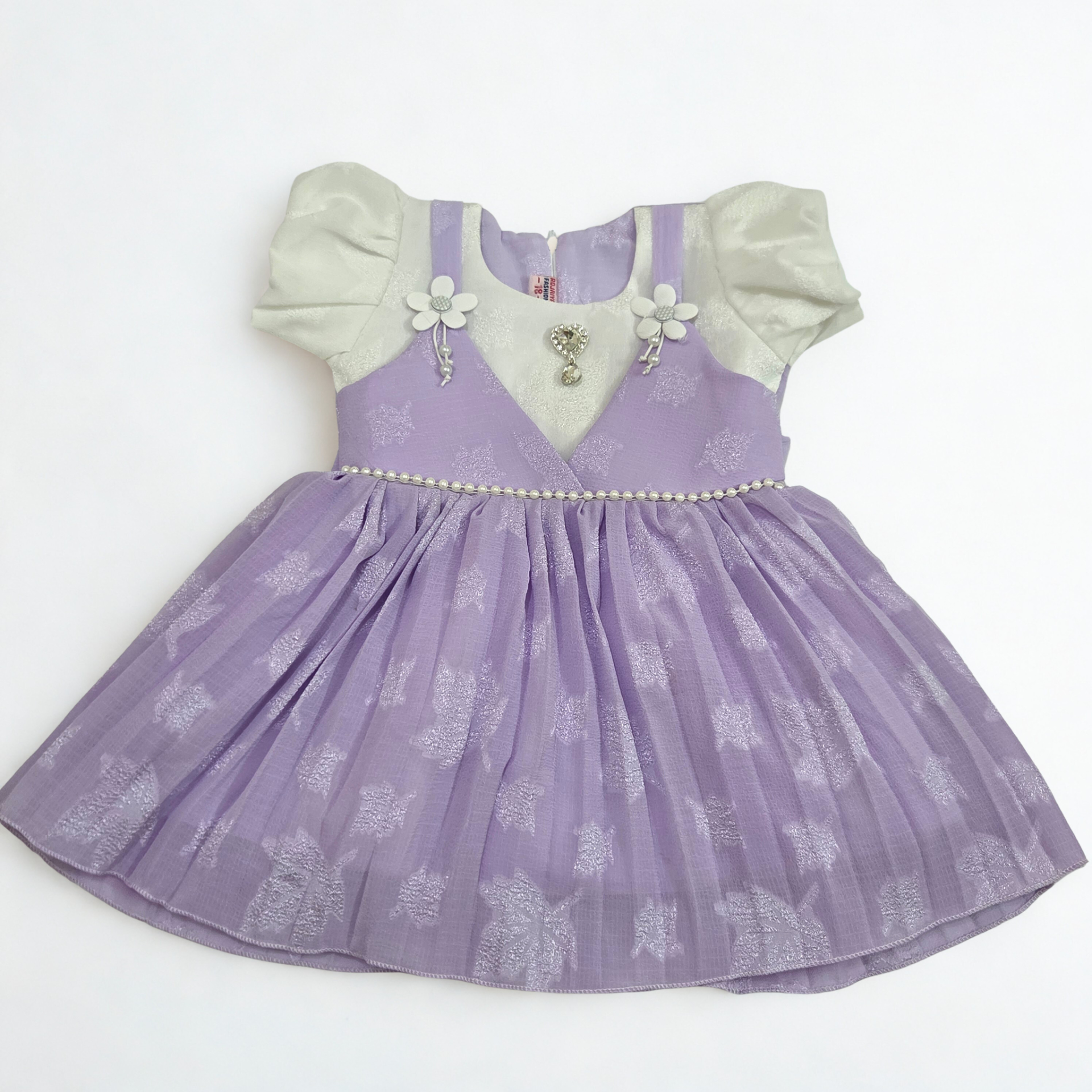 Chinese Soft Fabric Floral Work Baby Girl Dress – Premium Party Collection