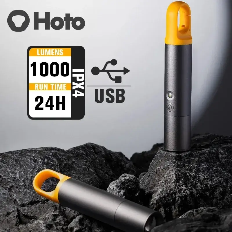 HOTO Flashlight Lite Zoomable LED 1000 Lumens USB-C Rechargeable HOTO Flashlight Lite Zoomable LED 1000 Lumens USB-C Rechargeable