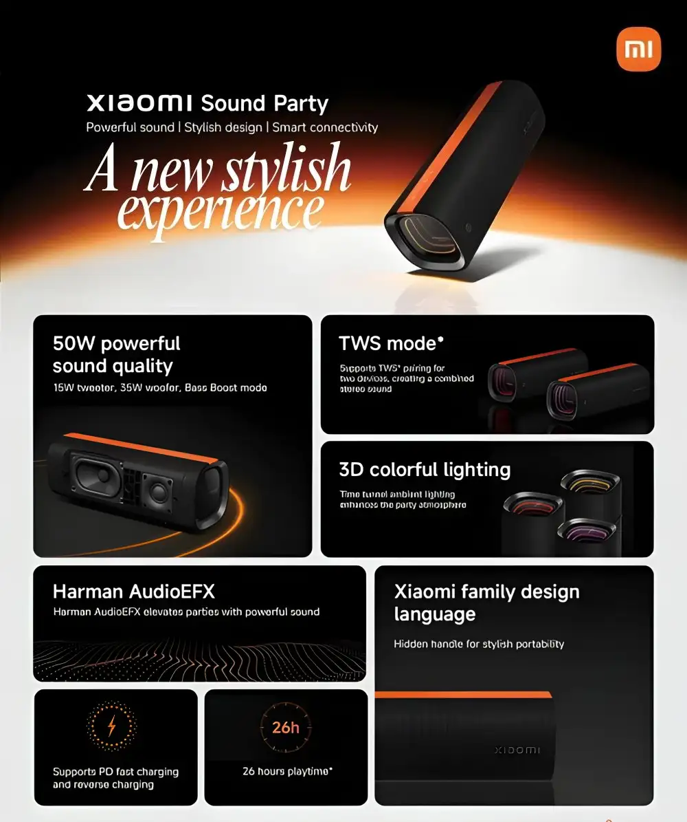 Xiaomi Sound Party 50W Bluetooth Speaker MDZ-39-DB Harman Audio EFX