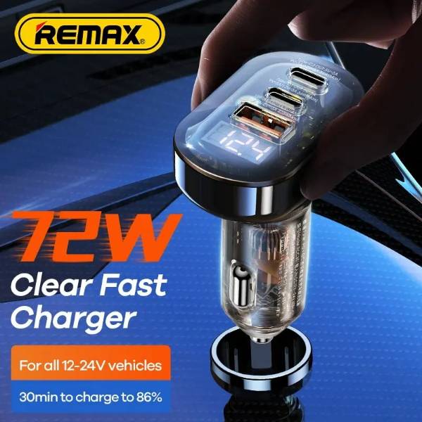 REMAX RCC351 Cybo Series 72W Transparent Fast Car Charger with PD & QC Dual Port Support