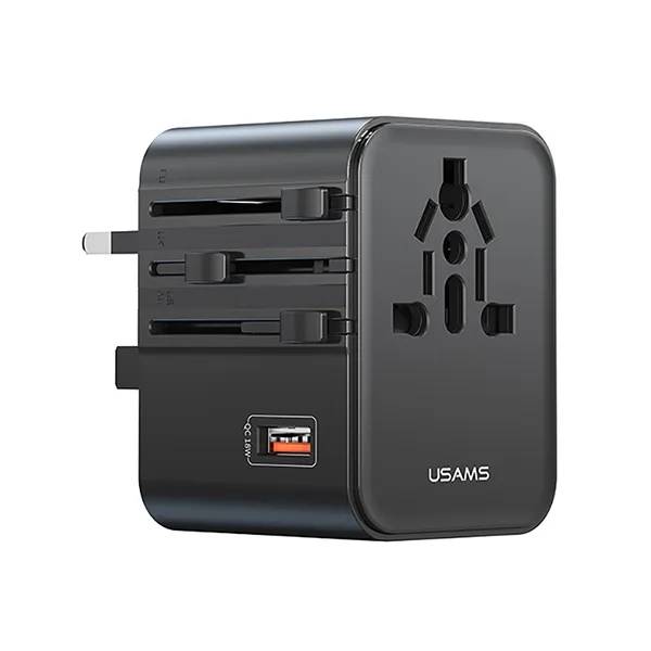 USAMS CC309 25W Universal Travel Adapter with Dual Type-C & USB-A Ports