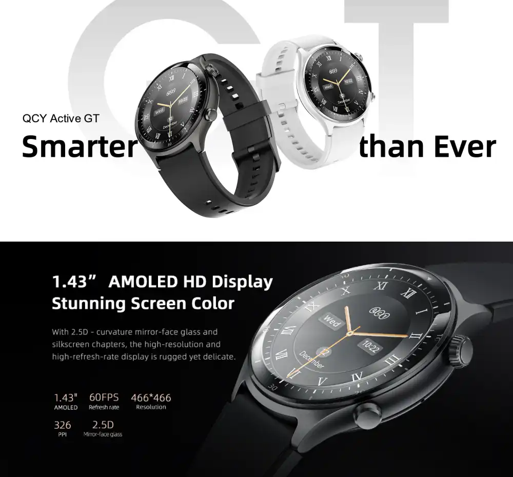QCY Active GT AMOLED Display Smartwatch with Bluetooth Calling