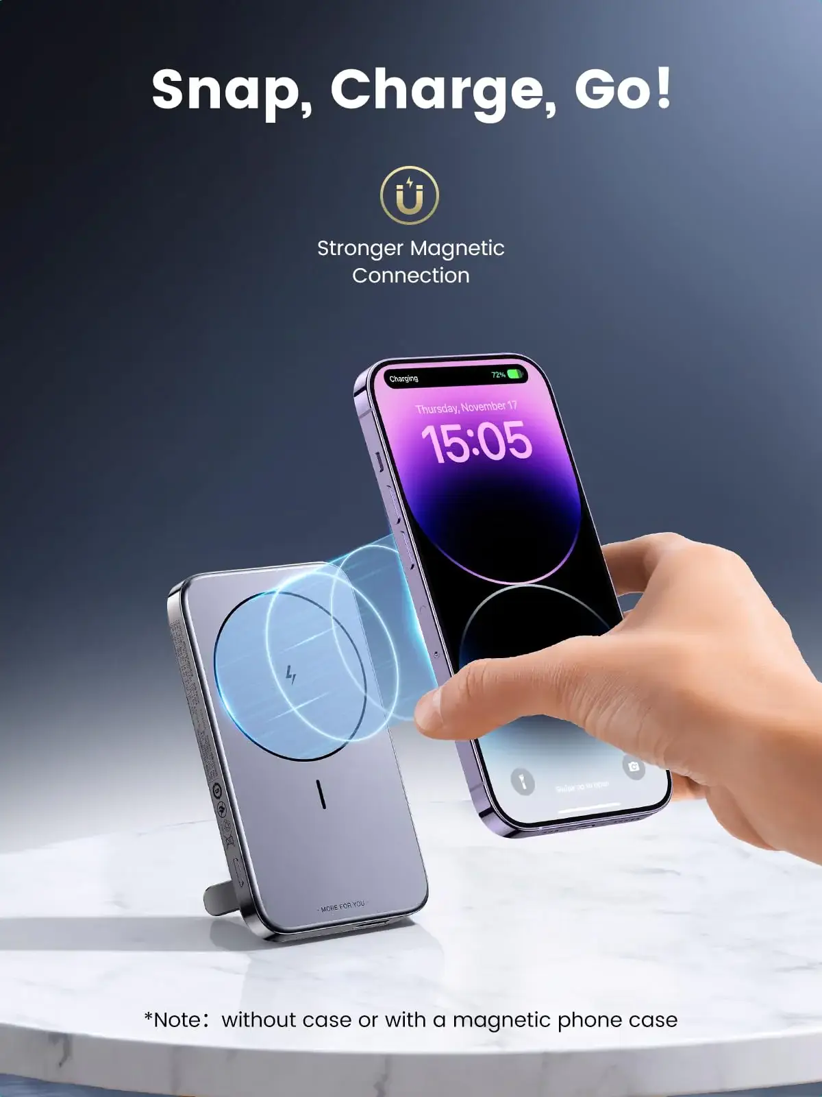 UGREEN PB206 10000mAh Magnetic Wireless Power Bank with PD 20W Fast Charging